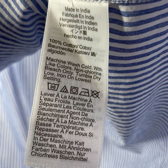 J.CREW Top Women Small Blue Striped NEW Flutter Sleeve Blouse 100% Cotton CA403 - Picture 12 of 13